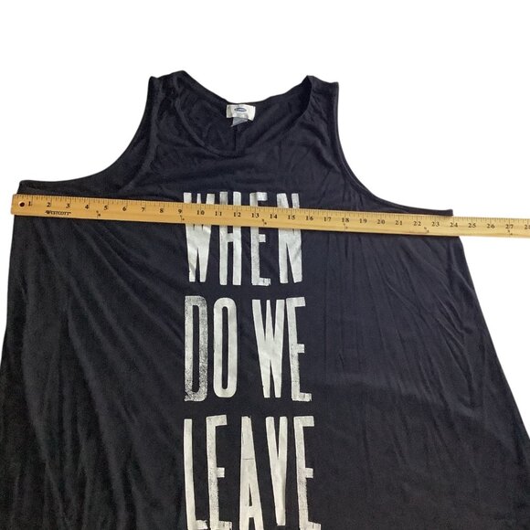 Old Navy Womens Black Graphic Tank Top 3X Plus When Do We Leave Print - Picture 8 of 12